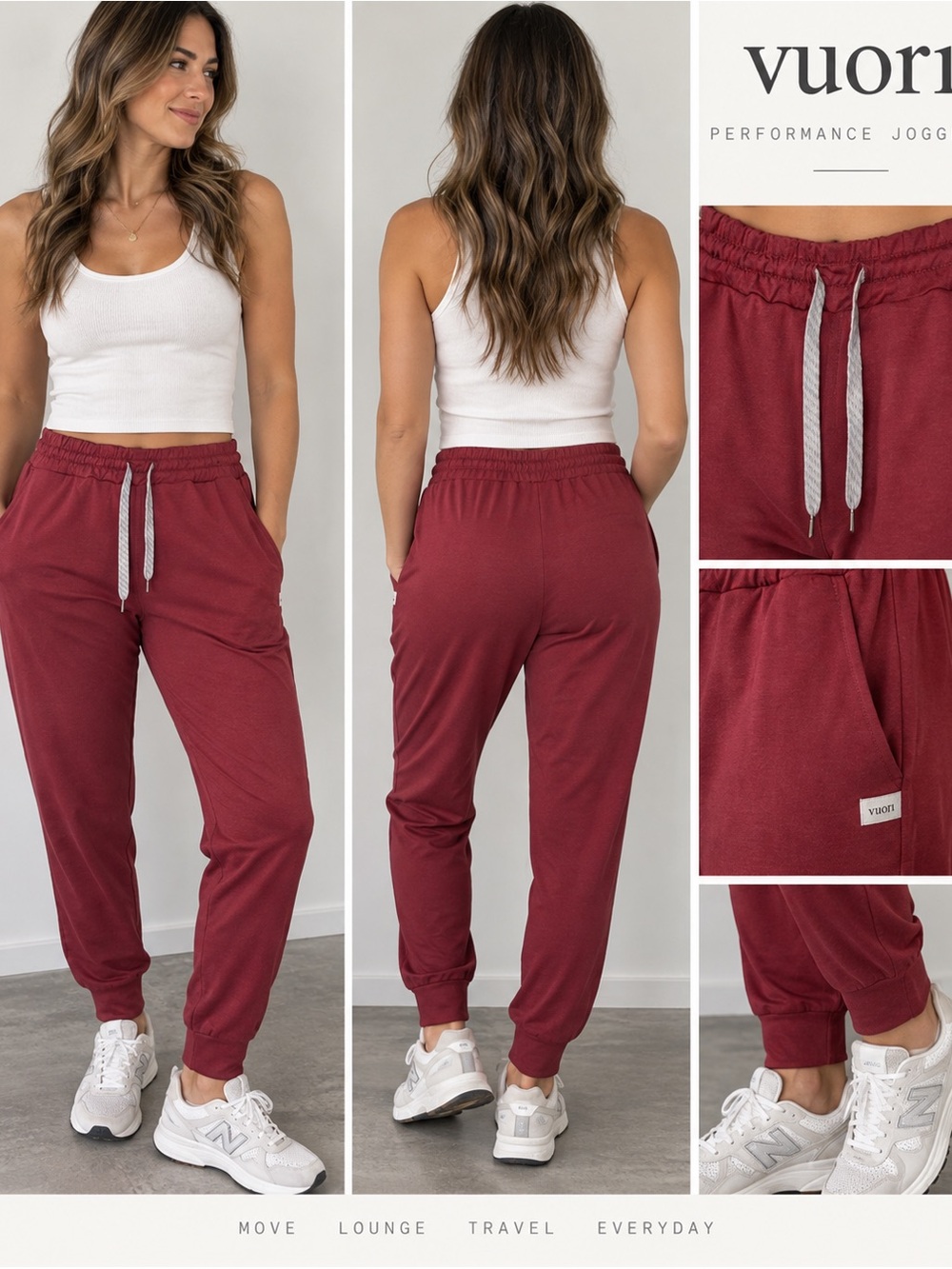 Vuori Performance Joggers Burgundy Wine Red Size Large